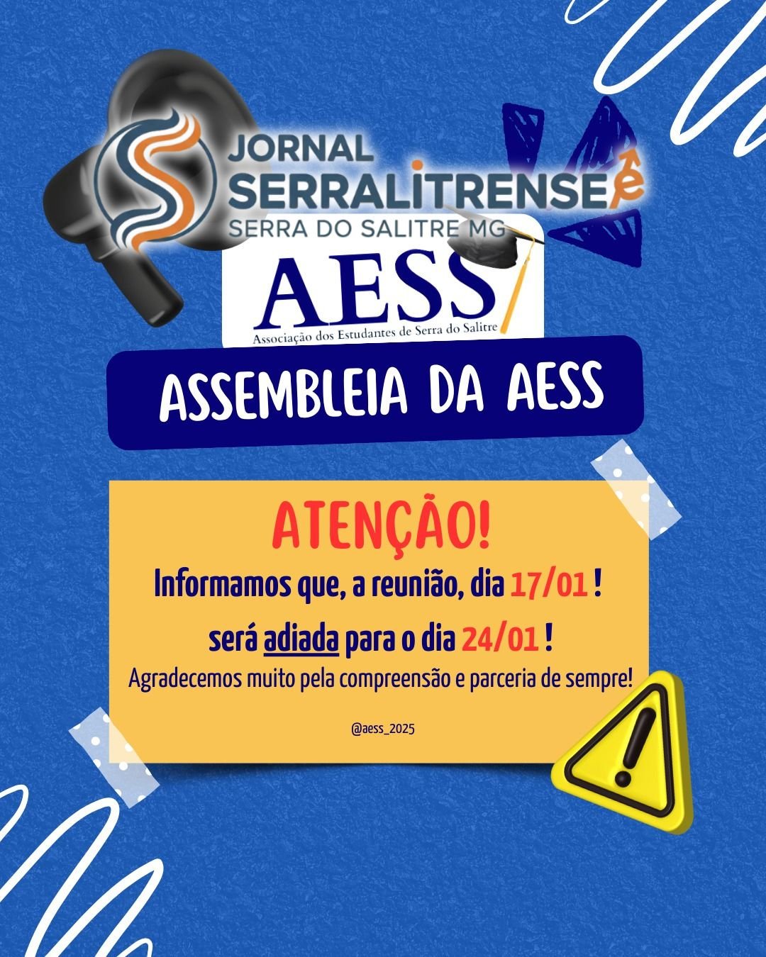 REUNIÃO DA ASSOCIAÇÃO DOS ESTUDANTES DE SERRA DO SALITRE É ADIADA PARA DIA 24 DE JANEIRO