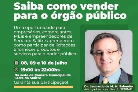 CURSO GRATUITO EM SERRA DO SALITRE ENSINA EMPREENDEDORES E MEIS A VENDEREM PARA O PODER PÚBLICO