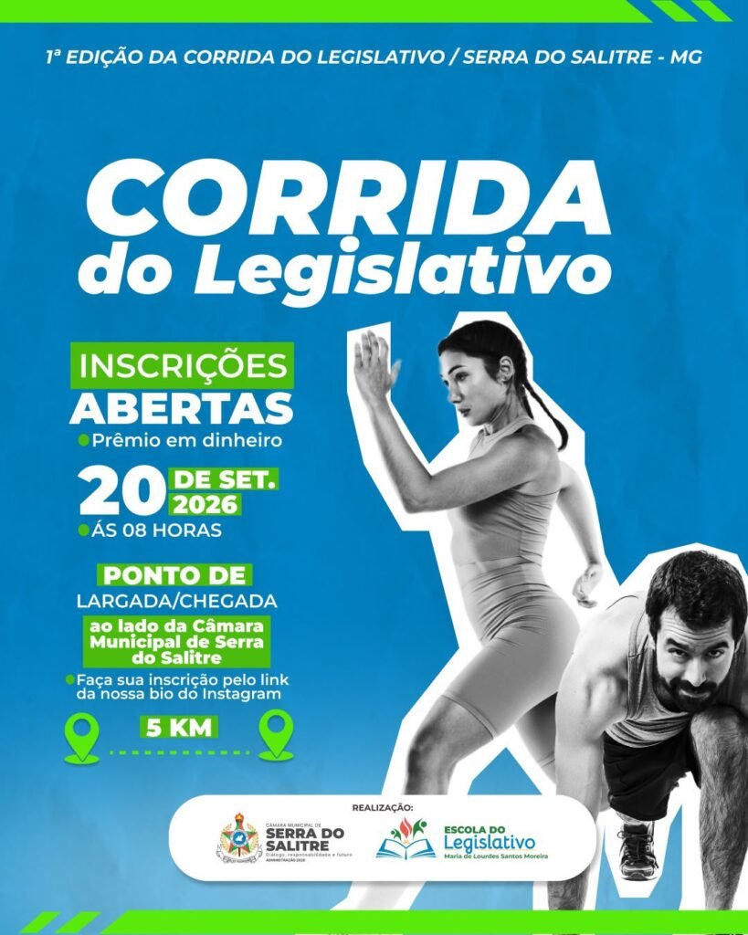 INSCRIÇÕES ABERTAS SERRA DO SALITRE RECEBE A 1ª EDIÇÃO DA CORRIDA DO LEGISLATIVO COM PREMIAÇÃO EM DINHEIRO